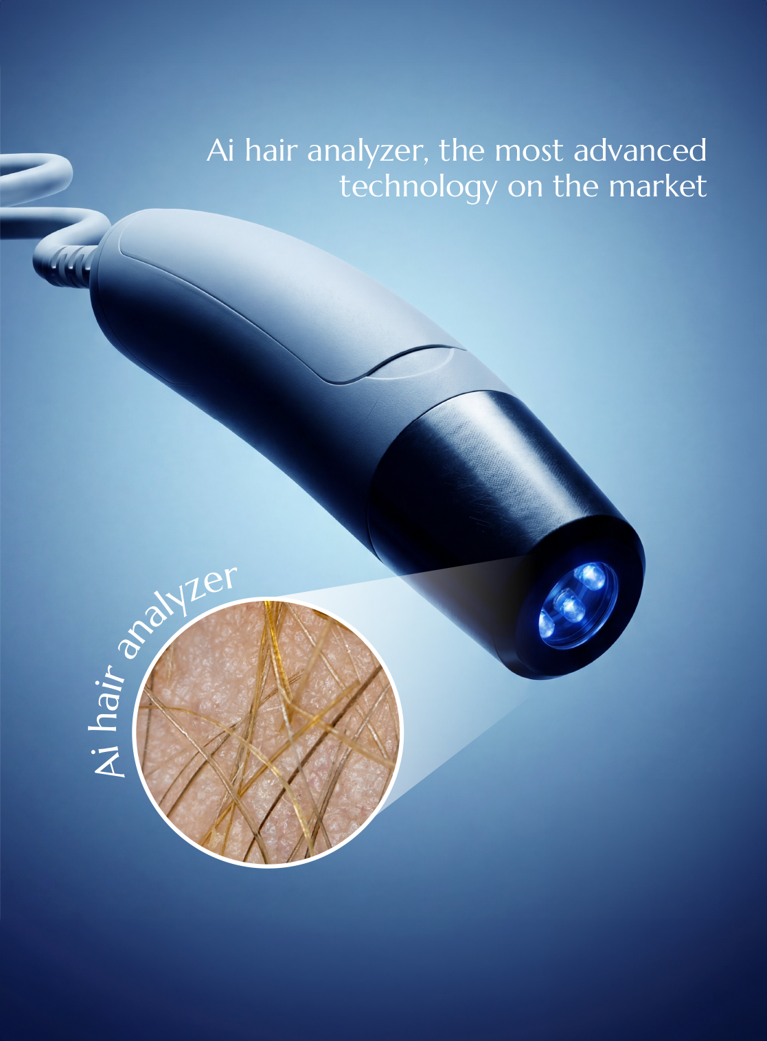 AI Tetra Freeze AI hair analyser assessing hair colour and density for personalised diode laser treatment