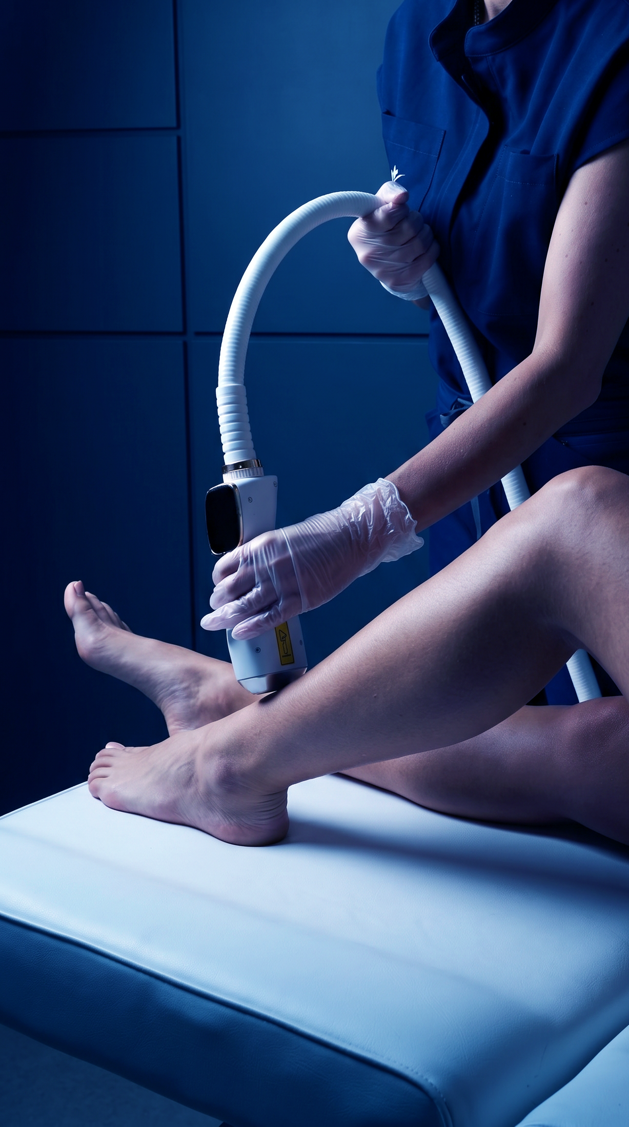 Professional laser hair removal session with AI Tetra Freeze — beauty clinic setting